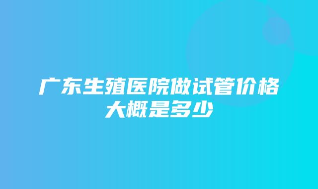 广东生殖医院做试管价格大概是多少