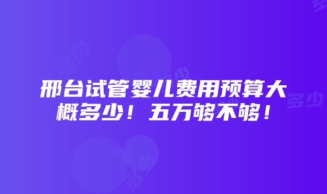 邢台试管婴儿费用预算大概多少！五万够不够！