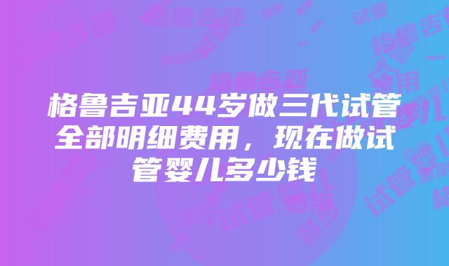 格鲁吉亚44岁做三代试管全部明细费用，现在做试管婴儿多少钱