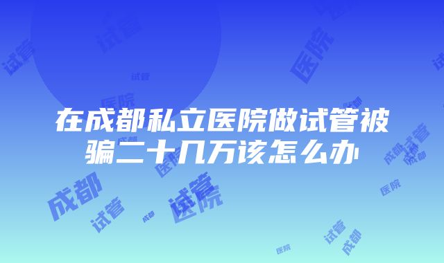 在成都私立医院做试管被骗二十几万该怎么办