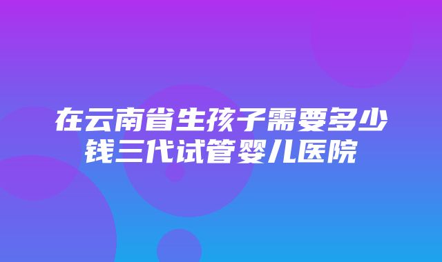 在云南省生孩子需要多少钱三代试管婴儿医院