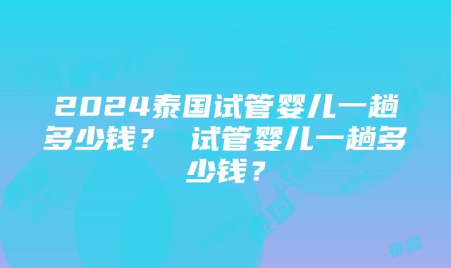 2024泰国试管婴儿一趟多少钱？ 试管婴儿一趟多少钱？