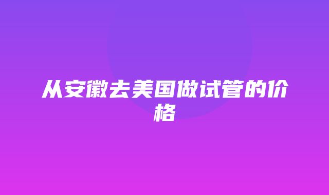 从安徽去美国做试管的价格