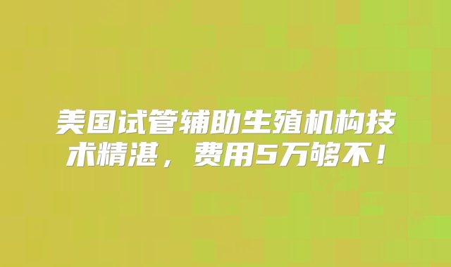 美国试管辅助生殖机构技术精湛，费用5万够不！