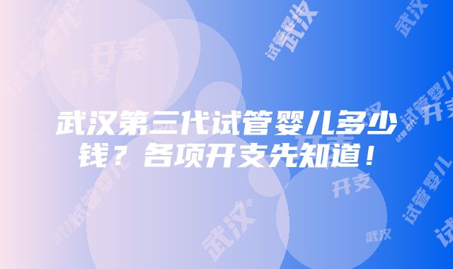 武汉第三代试管婴儿多少钱？各项开支先知道！