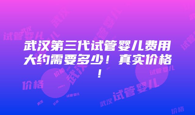 武汉第三代试管婴儿费用大约需要多少！真实价格！