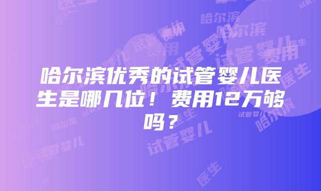 哈尔滨优秀的试管婴儿医生是哪几位！费用12万够吗？