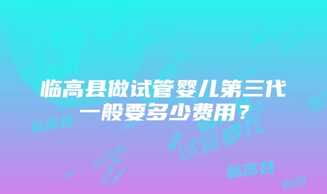 临高县做试管婴儿第三代一般要多少费用？