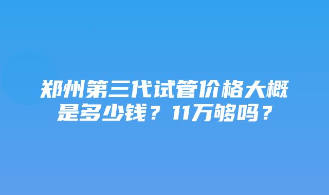 郑州第三代试管价格大概是多少钱？11万够吗？