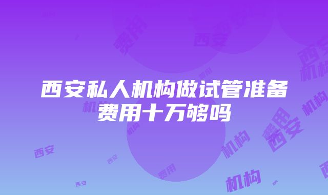 西安私人机构做试管准备费用十万够吗