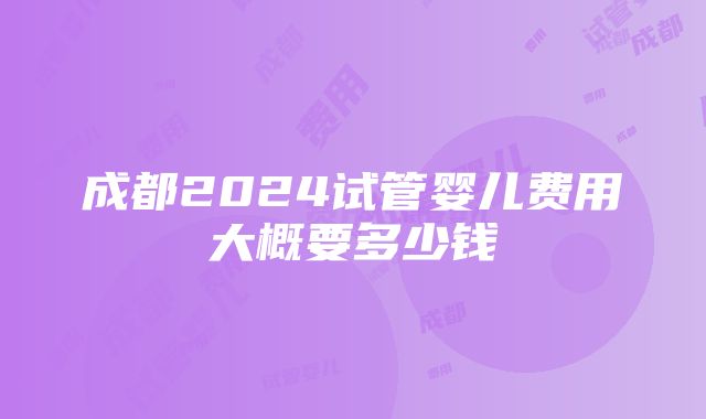 成都2024试管婴儿费用大概要多少钱