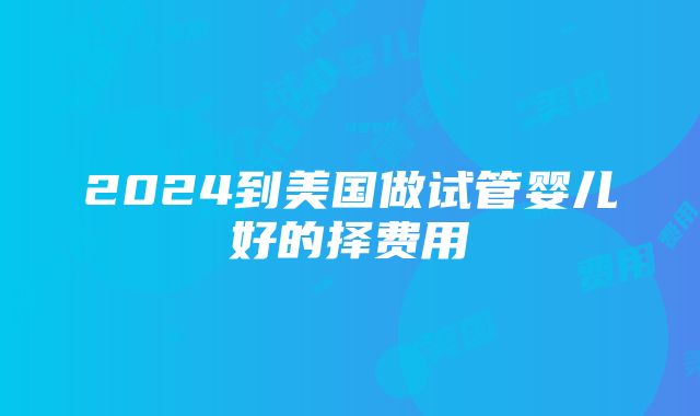 2024到美国做试管婴儿好的择费用