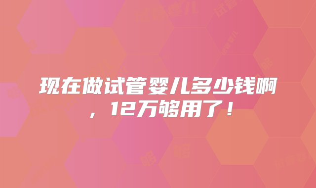 现在做试管婴儿多少钱啊，12万够用了！