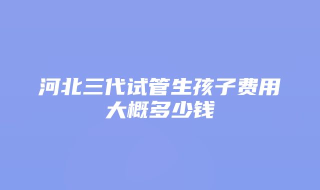 河北三代试管生孩子费用大概多少钱