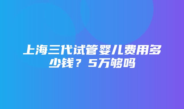 上海三代试管婴儿费用多少钱？5万够吗