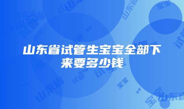 山东省试管生宝宝全部下来要多少钱