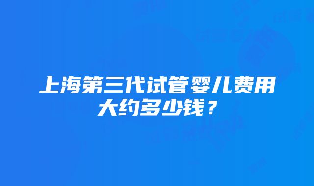 上海第三代试管婴儿费用大约多少钱？