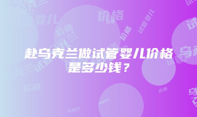 赴乌克兰做试管婴儿价格是多少钱？