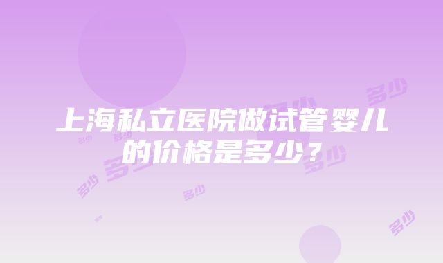 上海私立医院做试管婴儿的价格是多少？