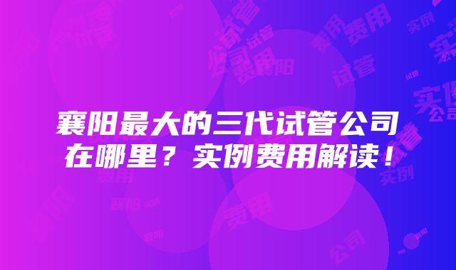 襄阳最大的三代试管公司在哪里？实例费用解读！