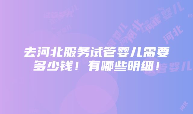 去河北服务试管婴儿需要多少钱！有哪些明细！