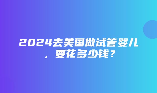 2024去美国做试管婴儿，要花多少钱？