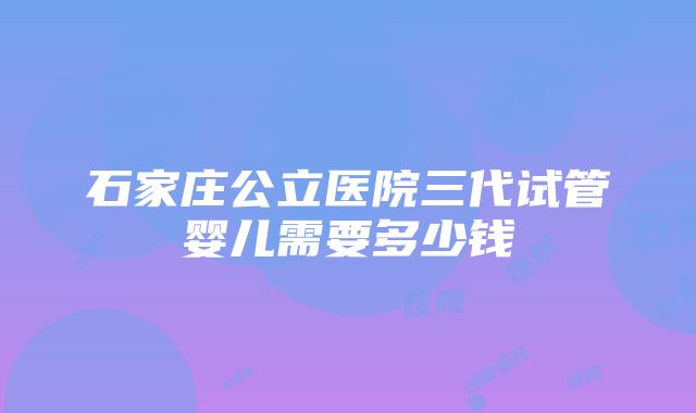 石家庄公立医院三代试管婴儿需要多少钱