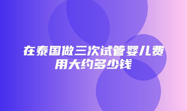 在泰国做三次试管婴儿费用大约多少钱