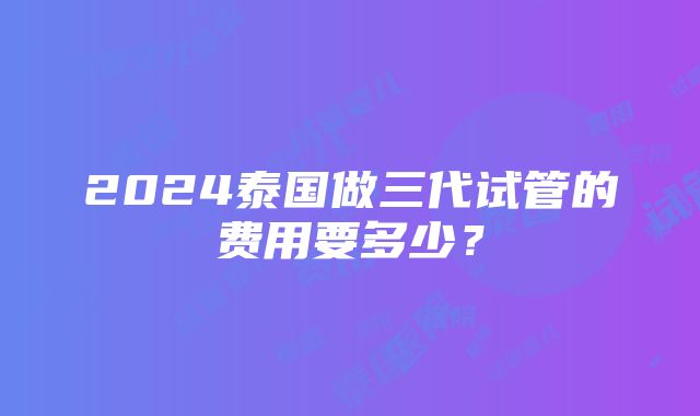 2024泰国做三代试管的费用要多少？