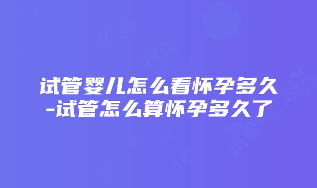 试管婴儿怎么看怀孕多久-试管怎么算怀孕多久了