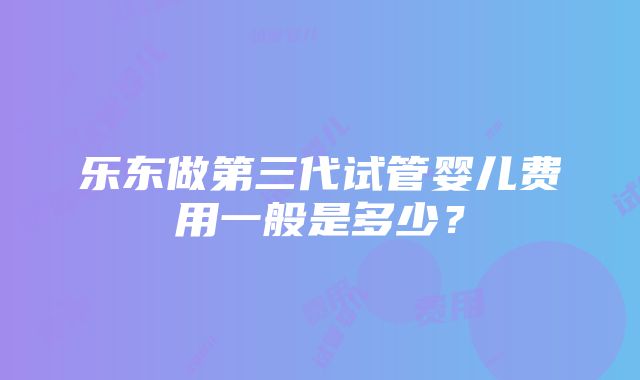 乐东做第三代试管婴儿费用一般是多少？