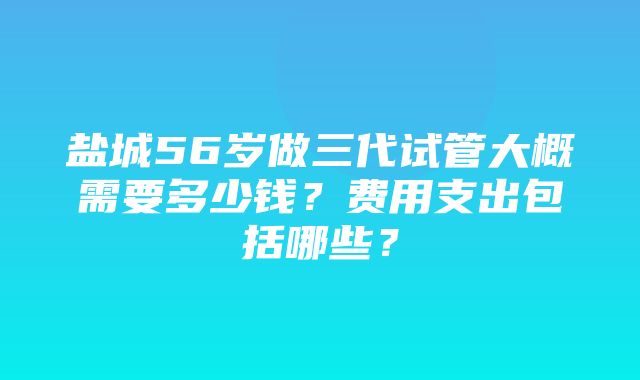 盐城56岁做三代试管大概需要多少钱？费用支出包括哪些？