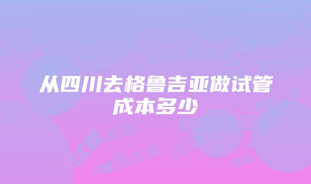 从四川去格鲁吉亚做试管成本多少