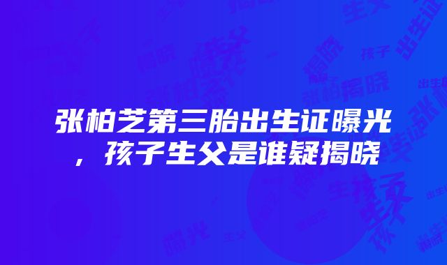 张柏芝第三胎出生证曝光，孩子生父是谁疑揭晓