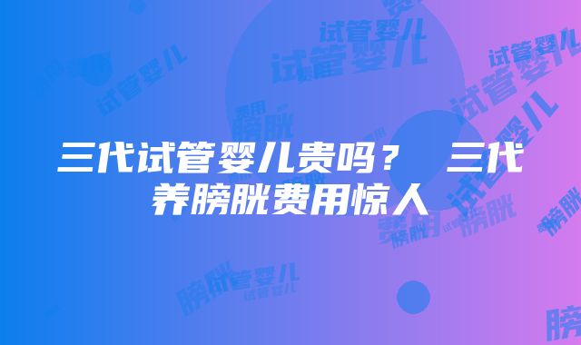 三代试管婴儿贵吗？ 三代养膀胱费用惊人