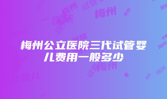 梅州公立医院三代试管婴儿费用一般多少