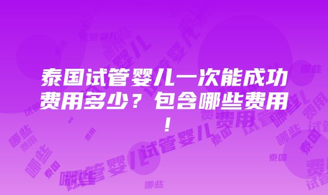 泰国试管婴儿一次能成功费用多少？包含哪些费用！