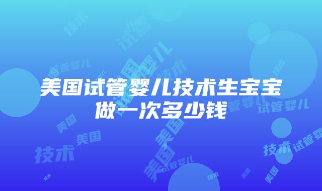 美国试管婴儿技术生宝宝做一次多少钱