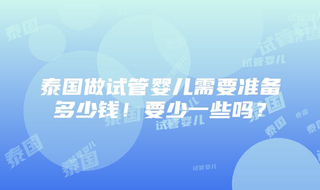 泰国做试管婴儿需要准备多少钱！要少一些吗？