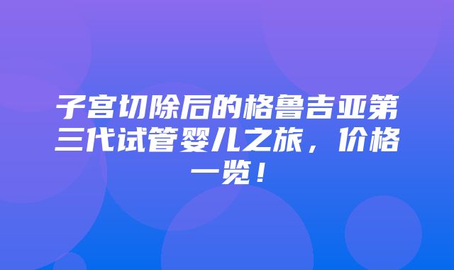 子宫切除后的格鲁吉亚第三代试管婴儿之旅，价格一览！