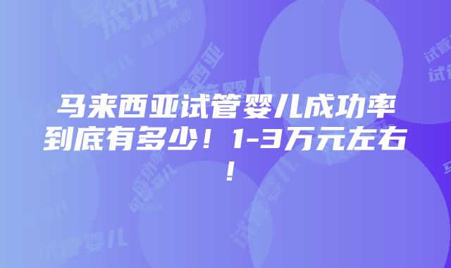 马来西亚试管婴儿成功率到底有多少！1-3万元左右！