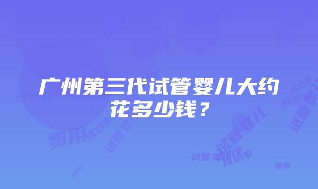 广州第三代试管婴儿大约花多少钱？