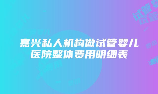 嘉兴私人机构做试管婴儿医院整体费用明细表