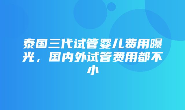 泰国三代试管婴儿费用曝光，国内外试管费用都不小