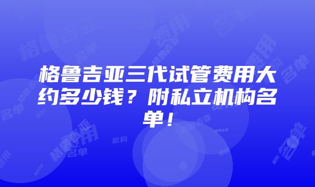 格鲁吉亚三代试管费用大约多少钱？附私立机构名单！