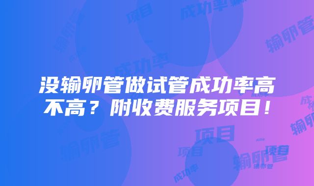 没输卵管做试管成功率高不高？附收费服务项目！