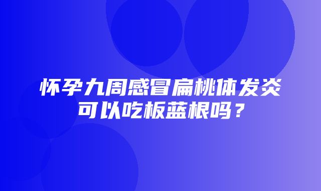 怀孕九周感冒扁桃体发炎可以吃板蓝根吗？