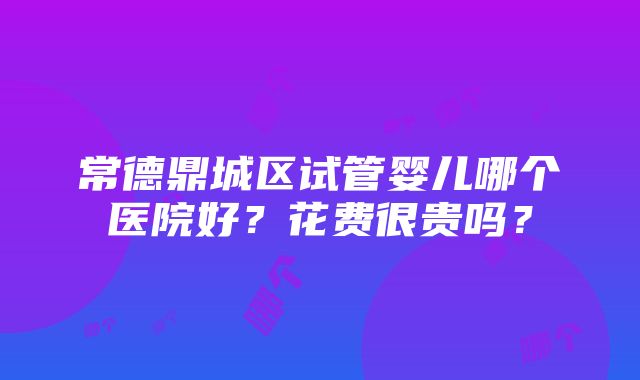 常德鼎城区试管婴儿哪个医院好？花费很贵吗？