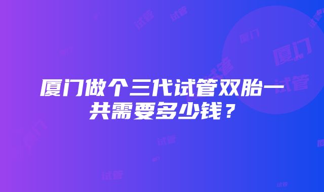 厦门做个三代试管双胎一共需要多少钱？