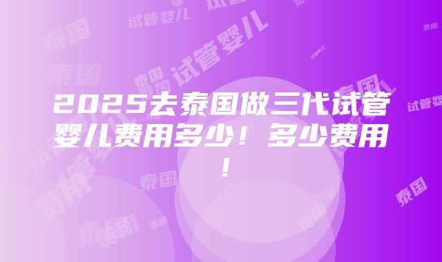 2025去泰国做三代试管婴儿费用多少！多少费用！